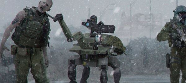Концепт-арт Modern Warfare с зомби и четвероногими роботами